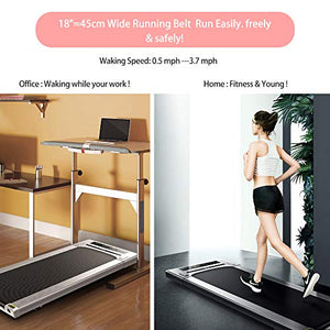 RHYTHM FUN Treadmill Under Desk Treadmill Folding Portable Walking Treadmill with Wide Tread Belt Super Slim Mini Quiet Slow Running Treadmill with Smart Remote and Workout App for Home and Office