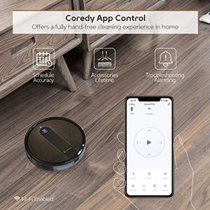 Coredy R700 Robot Vacuum Cleaner, Compatible with Alexa, Boost Intellect, Virtual Boundary Supported, 1600Pa Max Suction, Ultra Slim, All-New Upgraded Robotic Vacuums, Cleans Hard Floor to Carpet