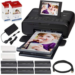 Canon SELPHY CP1300 Compact Photo Printer (Black) with WiFi w/ 2X Canon Color Ink and Paper Set