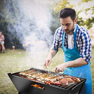 TeqHome Foldable Charcoal Grill, Portable BBQ Barbecue Grill Lightweight Simple Grill for Outdoor Cooking Camping Hiking Picnics Garden Travel