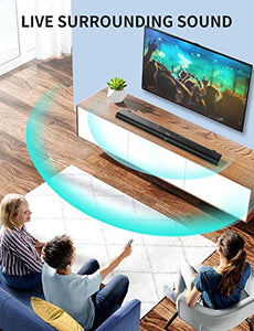 Sound Bar, Sound Bar for TV, Soundbar with Built-in Subwoofer, Wired & Wireless Bluetooth 5.0 Speaker for TV, HDMI/Optical/Aux/USB Input, Wall Mountable, Surround Sound System for TV & Home Theater