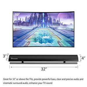 2.1 Channel Bluetooth Sound Bar Wohome TV Soundbar with Built-in Subwoofer 32Inch 3 Drivers Remote Control 2020 Updated Model S05