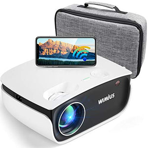 Projector, WiMiUS 4K LED Video Projector Support 200'' Display, 4D ±50°  Keystone Correction, 50% Zoom Function Compatible with TV Stick, PC