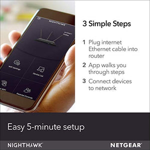 Netgear | Nighthawk R7000 AC1900, 1900 Mbps, 4-Port Gigabit Wireless AC Router, Black