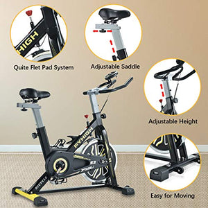 PYHIGH Indoor Cycling Bike Stationary Exercise Bike, Comfortable Seat Cushion, Ipad Holder with LCD Monitor for Home Cardio Workout Bike
