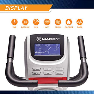 Marcy | Regenerating Magnetic Recumbent Home Exercise Bike | Adjustable Seat | Pulse Monitor | Transport Wheels | ME-706