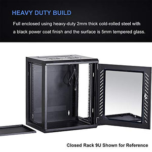 KENUCO [Fully Assembled] Deluxe IT Wall Mount Cabinet | Server Rack | Data Network Enclosure 19-Inch Server Network Rack with Locking Tempered Glass Door (Off-White 18U)