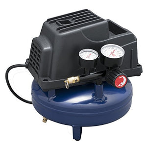Air Compressor, 1 Gallon, Pancake, Oilless Pump, 110 PSI w/ Recoil Air Hose & Inflation Kit (Campbell Hausfeld FP2028)