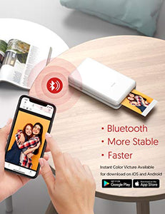 Victure 2x3” Portable Photo Printer, Bluetooth Connection, Wireless Rechargeable including 10 pieces of Photo Paper, Android/IOS/Tablet Devices Compatible, no ink, 4 PASS Technology