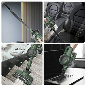 ORFELD Cordless Vacuum 4 in 1 Extendable Stick Vacuum Cleaner Handheld Self-Standing Powerful Suction for Hardwood Floor Carpet Pet Hair Car, Ultra-Lightweight Green/Black