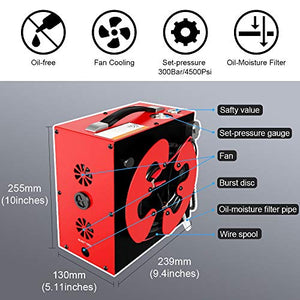 GX CS3 PCP Air Compressor, Auto-Stop,Oil-Free, Built-in Water-Oil Separator Filter, Powered by Car 12V DC or Home 110V AC, 4500Psi/30Mpa,Paintball/Scuba Tank Compressor Pump