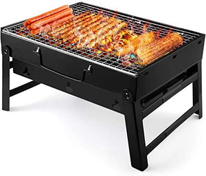 UTTORA Charcoal Grill Barbecue Portable BBQ - Stainless Steel Folding Grill Tabletop Outdoor Smoker BBQ for Picnic Garden Terrace Camping Travel 15.35''x11.41''x2.95''