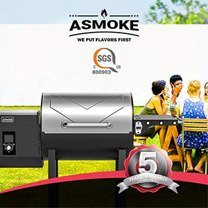 ASMOKE Wood Pellet Grill, Large Cooking Area, 8 in 1 Pellet Smoker Grill, Outdoor Pellet Grill - Includes Waterproof Cover, Meat Probe and More