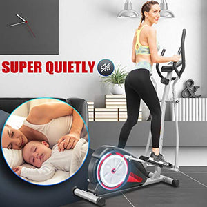 ANCHEER Elliptical Machine, Elliptical Trainer Machine with Pulse Rate Grips and LCD Monitor, Magnetic Smooth Quiet Driven for Home Using