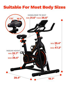 UREVO Indoor Exercise Cycling Bike Stationary Cycle Bike with Comfortable Seat Cushion and Floor Mat