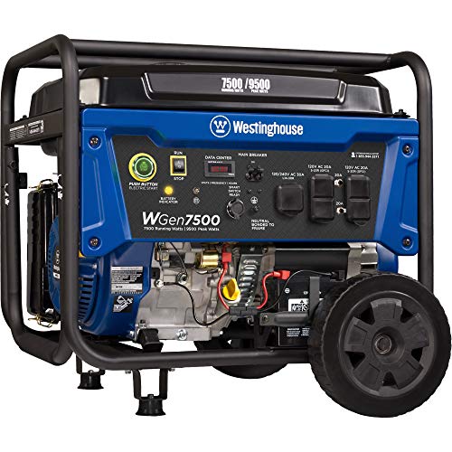 Westinghouse WGen7500 Portable Generator | Remote Electric Start | 7500 Rated Watts | 9500 Peak Watts | Gas Powered 