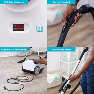 Canister Vacuum Cleaner | Simplicity Jill Compact Vacuum for Hardwood and Rugs | Dual Certified Hepa Filtration | Bagged