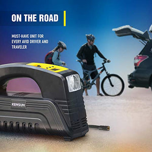 Kensun AC/DC Digital Tire Inflator for Car 12V DC and Home 110V AC Rapid Performance Portable Air Compressor Pump for Car, Bicycle, Motorcycle, Basketball and Others
