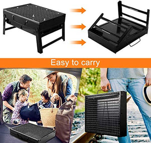 UTTORA Charcoal Grill Barbecue Portable BBQ - Stainless Steel Folding Grill Tabletop Outdoor Smoker BBQ for Picnic Garden Terrace Camping Travel 15.35''x11.41''x2.95''
