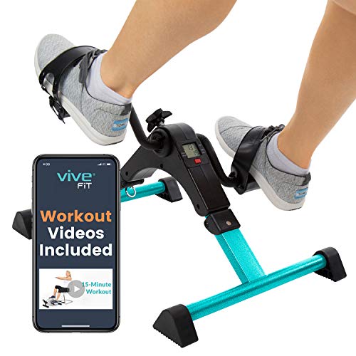 Vive Desk Bike Cycle - Foot Pedal Exerciser - Foldable Portable Foot, Hand, Arm, Leg Exercise Pedaling Machine - Folding Mini Stationary Bike Pedaler, Fitness Rehab Gym Equipment