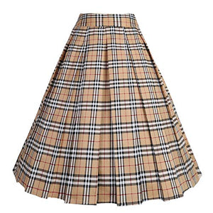 Vintage A-line Pleated Midi Skirt