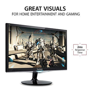 ViewSonic VX2452MH 24 Inch 2ms 60Hz 1080p Gaming Monitor with HDMI DVI and VGA inputs, Black