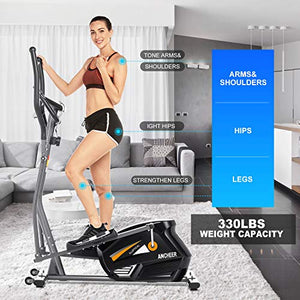 FUNMILY Eliptical Exercise Machine for Home Use，Magnetic Elliptical Cross Trainer Machines, Heavy-Duty Equipment for Indoor Workout & Fitness with 10-Level Resistance&Max User Weight:390lbs.
