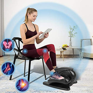bigzzia Under Desk Cycle, Electric Elliptical Trainer Pedal Exerciser Mini Seated Exercise Equipment with Built in Display Monitor,Non-Slip Pedal and Adjustable Resistance,Home Office Leg Trainer