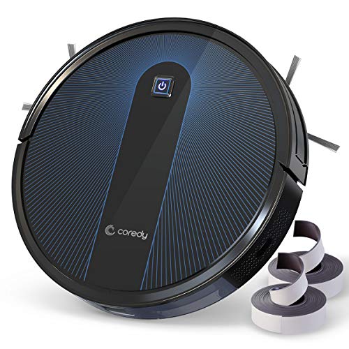 Coredy Robot Vacuum Cleaner, Boost Intellect, 1600Pa Super-Strong Suction, Boundary Strips Included, 360° Smart Sensor Protection, Ultra Slim, R650 Robotic Vacuum, Cleans Hard Floor to Carpets