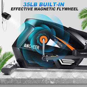 ANCHEER Elliptical Trainers, Magnetic Eliptical Exercise Machines with 3D Virtual APP Control & 10 Level Magnetic Resistance, Max User Weight 390lbs