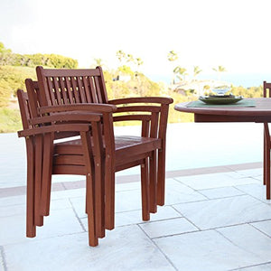 Vifah Malibu Outdoor 7-Piece Wood Patio Dining Set