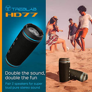 TREBLAB HD77 - Ultra Premium Bluetooth Speaker - Loud 360° HD Surround Sound, Wireless Dual Pairing, Best 25W Stereo, Loudest Bass, 20H Battery, IPX6 Waterproof, Sports Outdoor, Portable Blue Tooth