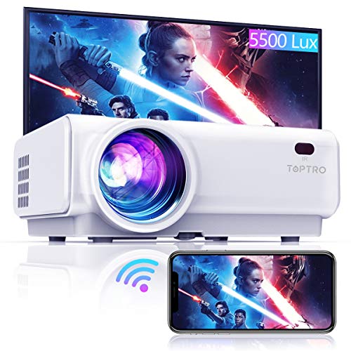 TOPTRO WiFi Projector,5500 Lumens Bluetooth Projector,Support 1080P Home Video Projector,200