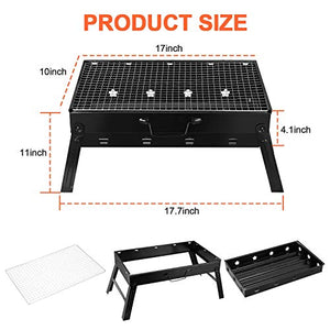 Folding Portable Barbecue Charcoal Grill, Moclever Stainless Steel Small Charcoal Grill, Mini BBQ Tool Kits for Outdoor Cooking Camping Picnics Beach