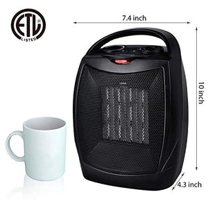 GiveBest Portable Electric Space Heater | 1500W/750W | ETL Certified Ceramic Heater with Thermostat | (Black)