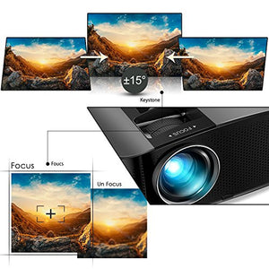 Projector, GooDee 2020 Upgrade HD Video Projector Outdoor Movie Projector, 230" Home Theater Projector Support 1080P, Compatible with Fire TV Stick, PS4, HDMI, VGA, AV and USB, Black (YG600)