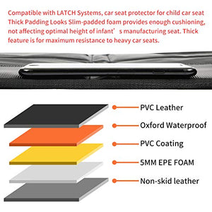 Car Seat Protector - Seat Protection Mat - Thick Padding - (Best Coverage Available), Durable, Waterproof Fabric, PVC Leather Reinforced Corners & 3 Pockets for Handy Storage