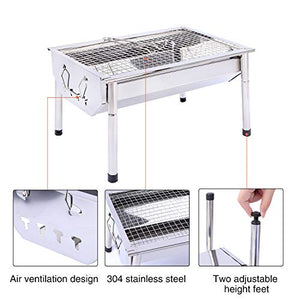 REDCAMP Portable Charcoal Grill Barbecue, Foldable Small Stainless Steel BBQ Grill Camping Tabletop Grill for Outdoor Camping Cooking