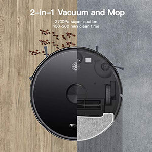 Proscenic M7 Pro LDS Robot Vacuum Cleaner, Laser Navigation, 2700Pa Powerful Suction, APP & Alexa Control, Multi Mapping, Ideal for Pets Hair, Carpets and Hard Floors, Black