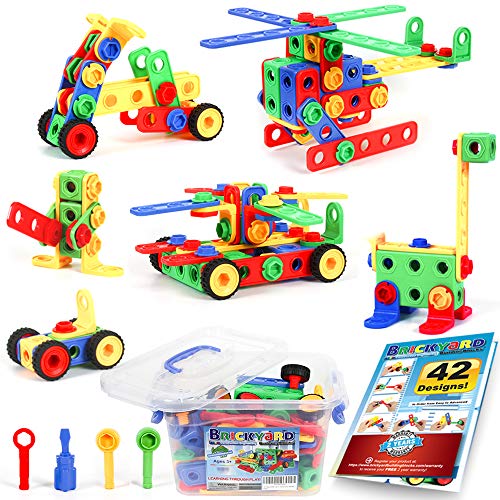 STEM Toys Kit | Educational Construction Engineering Building Blocks Learning Set for Ages 3, 4, 5, 6, 7 Year Old Boys & Girls by Brickyard | Best Kids Toy | Creative Games & Fun Activities