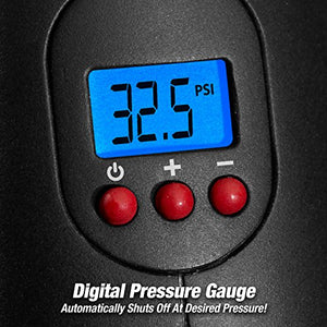Ontel Air Hawk Pro Automatic Cordless Tire Inflator Portable Air Compressor, Easy to Read Digital Pressure Gauge, Built In LED Light