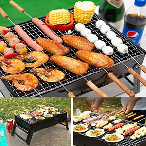 Charcoal Grill BBQ Barbecue Folding Portable BBQ Tool Kits for Camping, Outdoor Cooking Hiking Picnics Party Black (Small)