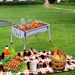 ISUMER Charcoal Grill Barbecue Portable BBQ - Stainless Steel Folding BBQ Kabab Grill Camping Grill Tabletop Grill Hibachi Grill for Shish Kabob Portable Camping Cooking Small Grill