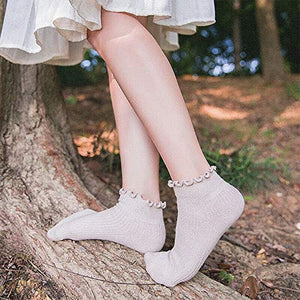 Ankle Lace Ruffle Knit Cotton Socks
