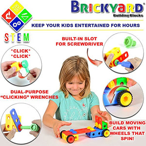 STEM Toys Kit | Educational Construction Engineering Building Blocks Learning Set for Ages 3, 4, 5, 6, 7 Year Old Boys & Girls by Brickyard | Best Kids Toy | Creative Games & Fun Activities