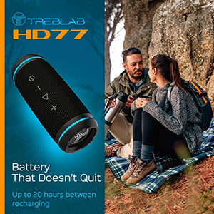 TREBLAB HD77 - Ultra Premium Bluetooth Speaker - Loud 360° HD Surround Sound, Wireless Dual Pairing, Best 25W Stereo, Loudest Bass, 20H Battery, IPX6 Waterproof, Sports Outdoor, Portable Blue Tooth