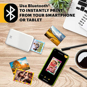 Zink Kodak Step Printer | Wireless Mobile Photo Printer Zero Ink Technology & Kodak App for iOS & Android | Prints 2”x3” Sticky-Back Photos from Any Bluetooth or NFC Smart Device | White