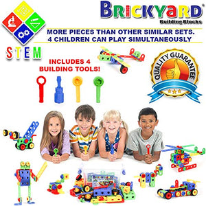 STEM Toys Kit | Educational Construction Engineering Building Blocks Learning Set for Ages 3, 4, 5, 6, 7 Year Old Boys & Girls by Brickyard | Best Kids Toy | Creative Games & Fun Activities