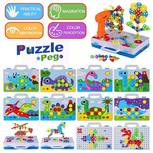224 Piece Trendy Bits Drill Puzzle STEM Engineering Toys, Electric Drill Puzzle Toy, DIY Construction Building Peg Board for 4-8 Year Old Kids, Creative Design Puzle for Preschool Boys and Girls Gift