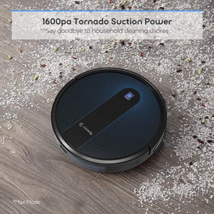 Coredy Robot Vacuum Cleaner, Boost Intellect, 1600Pa Super-Strong Suction, Boundary Strips Included, 360° Smart Sensor Protection, Ultra Slim, R650 Robotic Vacuum, Cleans Hard Floor to Carpets